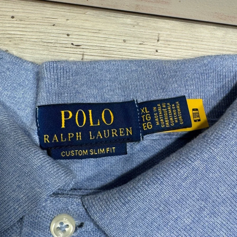 Polo Ralph Lauren Polo Shirt Men's Sz XL Blue Custom‎ Slim Fit Short Sleeve